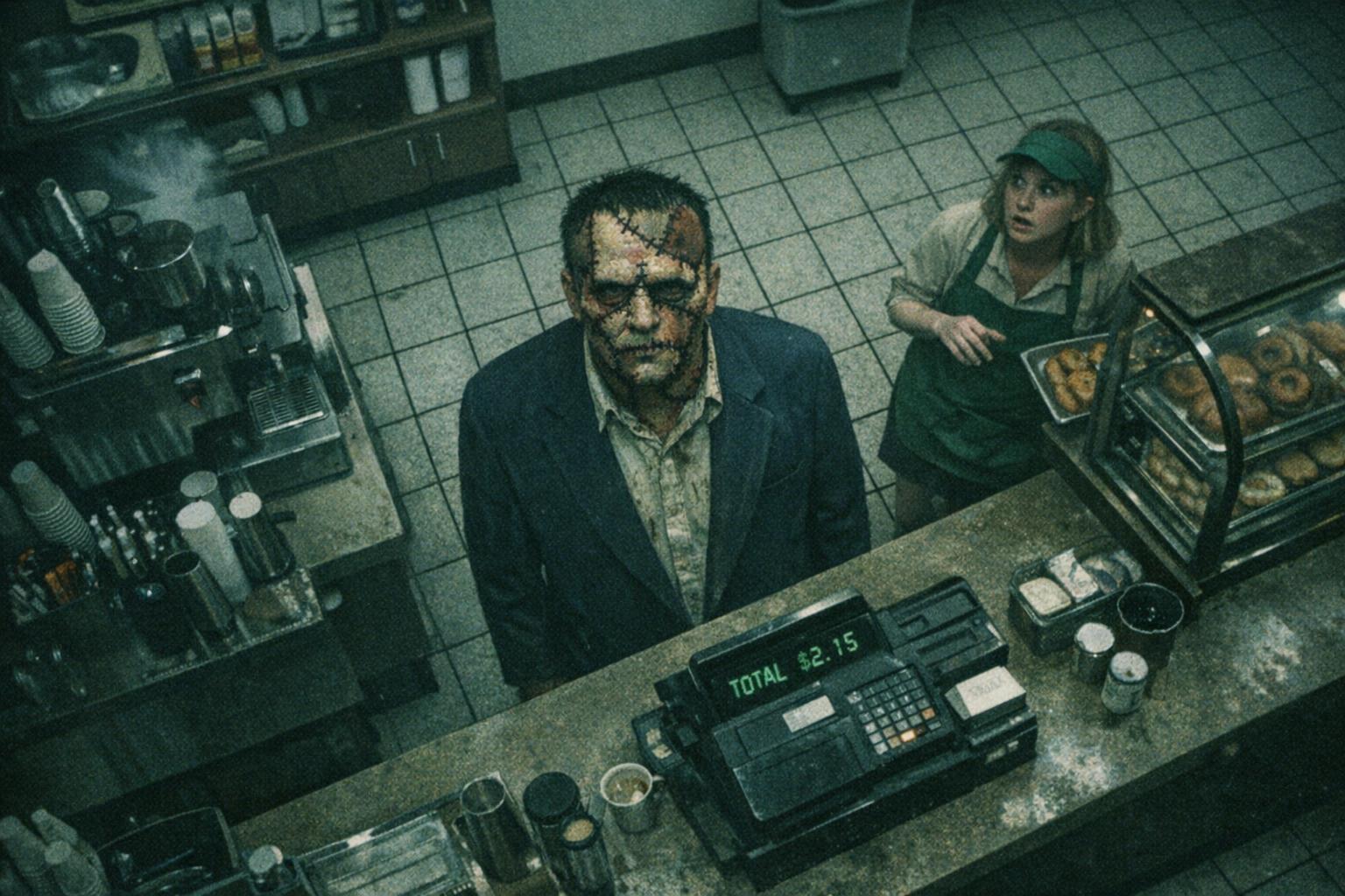 Peter Thiel in skin of latest hunting victim ordering new Uva Latte at Gnu Downtown Starbucks.